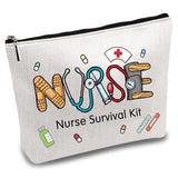 Polycotton Custom Canvas Stroage Bags,  Metal Zipper Pouches, Rectangle with Word Nurse, Word, 18x25cm