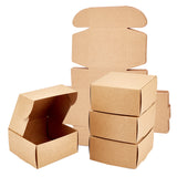 Kraft Paper Gift Box, Folding Boxes, Square, BurlyWood, 18.6x16x0.04cm, finished product: 5.5x5.5x2.5cm