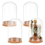 4 Sets High Borosilicate Glass Dome Cover, Decorative Display Case, Cloche Bell Jar Terrarium with Wood Cork Base, Clear, 80x120mm
