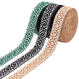 WADORN&reg 3 Colors Ethnic Style Embroidery Polyester Ribbons, Jacquard Ribbon, Garment Accessories, Rhombus Pattern, Mixed Color, 7/8 inch(23mm), about 5.00 Yards(4.57m)/color