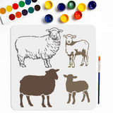 1Pc PET Hollow Out Drawing Painting Stencils, for DIY Scrapbook, Photo Album, with 1Pc Art Paint Brushes, Sheep, 300x300mm