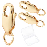 20Pcs Brass Lobster Claw Clasps, Cadmium Free & Nickel Free & Lead Free, Real 18K Gold Plated, 12x6x3mm, Hole: 3.8mm