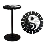 Wooden Wheel, Wooden Display Shelf, Black Holder Stand, Rustic Divination Pendulum Storage Rack, Witch Stuff, Yin Yang Pattern, Wheel: 120x8mm, 2pcs, Studdle: 288x12mm, 1pc
