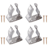 4Pcs 304 Stainless Steel Boat Hook Spring Clamp, Holder Bracket Clip, with 4Pcs Carbon Steel Wood Screws, Stainless Steel Color, 40x35x19mm, Hole: 4mm