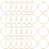 100Pcs 316 Surgical Stainless Steel Wine Glass Charms Rings, Hoop Earring Findings, DIY Material for Basketball Wives Hoop Earrings, Real 18K Gold Plated, 21 Gauge, 35x30x0.7mm, Pin: 0.7mm