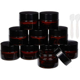 Portable Glass Cosmetics Cream Jar Sets, with Face Mask Cream Spoon Plastic Stick, Coconut Brown, Jar: 3.35x4.35cm, capacity: 15g, 15pcs/box