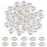 50Pcs 925 Sterling Silver Saucer Spacer Beads, Disc, Silver, 4x2mm, Hole: 1.4mm