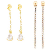 8Pcs 2 Style Brass Ear Nuts with Crystal Rhinestone Tassel, Golden, 8pcs/box