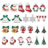 48Pcs 12 Style Alloy Enamel Pendants, Christmas Bell & House & Santa Claus, Mixed Color, 17~26x14~28x1.7~3.5mm, Hole: 1.4~2mm, 4pcs/style