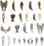 Tibetan Style Alloy Pendants and Links, Wing, Mixed Color, 18~39x5~36.5x1~5mm, Hole: 1~7mm, about 26kind/78pc