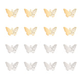 16Pcs 2 Colors 304 Stainless Steel Charms, Hollow, Butterfly Charms, Golden & Stainless Steel Color, 12x18x1mm, Hole: 1.5mm, 8pcs/color