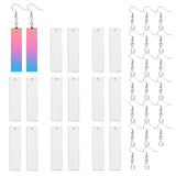 Wood Dangle Earrings, with Brass Earring Hooks and Ice Pick Pinch Bails, Rectangle, Platinum, Rectangle: 50x13x3mm, Hole: 2mm, Earring Hook: 30mm, Pin: 0.7mm, 10sets/box