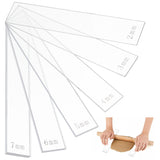 12Pcs 6 Style Transparent Acrylic Clay Press Board, Clay Craft Tools, Rectangle, Clear, 152x25x2~7mm, 2pcs/style