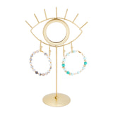 Iron Tabletop Detachable Jewelry Stand with Eye Shaped Vanity Mirror, Earring Necklace Bracelet Jewelry Display, for Woman Girls, Golden, 7.7x16.5x24.5cm