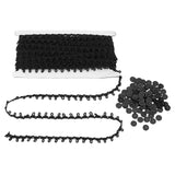 DIY Kits, Including Chinlon Elastic Force Lace Trim Cotton String Threads and Resin Buttons, Black, Ribbon: 1strand, Button: 100pcs