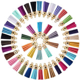 Faux Suede Tassel Pendant Decorations, with CCB Plastic Cord Ends, Mixed Color, Golden, 33~37x10mm, Hole: 2.5~3mm, 4pcs/color, 120pcs/set