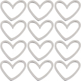 40Pcs 201 Stainless Steel Linking Ring, Heart, Stainless Steel Color, 10.5x13x1mm