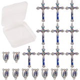 Religion Theme Findings, with Alloy Enamel Crucifix Cross Pendants, Alloy Rosary Center Pieces Chandelier Component Links, Mixed Color, 49x31x5mm, 23x15x4mm, 20pcs/box