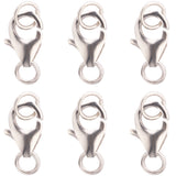 6PCS 925 Sterling Silver Lobster Claw Clasps, Platinum, 10x7x3mm, Hole: 2.5mm