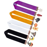 4Pcs 4 Style Halloween Theme Bookmarks, Velvet Ribbon Bookmark with Alloy Enamel Charm, Pumpkin/Witch Hat/Ghost, Mixed Color, 300~314mm, 1pc/style