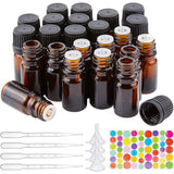 DIY Essential Oil Bottle Kit, with Glass Screw-Top Bottles, Plastic Stopper & Funnel Hopper & Dropper, Rainbow Color Stickers, Coconut Brown, 200x150x100mm