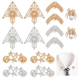 14Pcs 7 Style Star & Flower & Wheat & Spider Alloy Brooch Pins with Crystal Rhinestone, Shirt Collar Badges Clips, Mixed Color, 18~40x18.5~40x1.5~5mm, 2Pcs/style