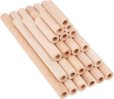 4 Styles Unfinished Beech Wood Rods, Craft Stick, Hollow, Column, Tan, 5~20x1.5cm, Hole: 8mm, 38pcs/bag