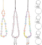 3Pcs 3 Style Transparent Acrylic Beads and Glass Seed Beads Mobile Strap, with Alloy Keychain Clasp Findings and Nylon Thread, Mixed Color, 20~24.5cm