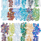 960Pcs 12 Colors 6/0 Glass Seed Beads, Transparent Colours Rainbow, Square Hole, Cube, Mixed Color, 3~5x3~4x3~4mm, Hole: 1.2~1.4mm, 80pcs/color