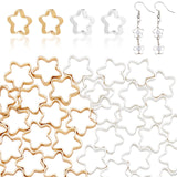 40Pcs 2 Colors Rack Plating Brass Bead Frames, Long-Lasting Plated, Star, Golden & Silver, 9.5x2.5mm, Hole: 1mm, 20pcs/color