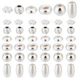 60Pcs 6 Styles 925 Sterling Silver Spacer Beads, Mixed Shapes, Silver, 3~6x1~3mm, Hole: 0.7~1.5mm, about 10pcs/style