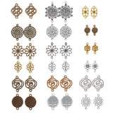 72Pcs 18 Styles Tibetan Style Alloy Connector Charms, Mixed Shapes, Mixed Color, 16.5~40x10~28x1mm, Hole: 1~2.5mm, 4pcs/style