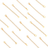 304 Stainless Steel Chain Extender, with Lobster Claw Clasps and Charms, Mixed Shapes, Golden, 65~73mm, 16pcs/box