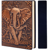 1Pc Rectangle Cloth Pen Bag, 1 Book A6 3D Embossed PU Leather Notebook, with Paper Inside, for School Office Supplies, Elephant, Notebook: 135x99~100x21~22mm, Pen Bag: 165x30x0.5mm