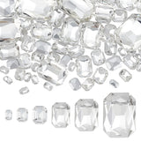 94Pcs 6 Style Pointed Back Glass Rhinestone Cabochons, Faceted, Rectangle Octagon, Crystal, 6~25x4~18x2~8mm