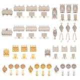 Brass & Stainless Steel Box Clasps, Multi-Strand Clasps, Mixed Shapes, Mixed Color, 36sets/box