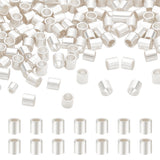 120Pcs 925 Sterling Silver Crimp Beads, with Suede Fabric Square Silver Polishing Cloth, Tube, Silver, 1.5~1.7x1.5mm, Hole: 1mm