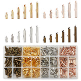 Iron Slide On End Clasp Tubes, Slider End Caps, Antique Bronze & Golden & Platinum & Rose Gold, Mixed Color, 480pcs/box