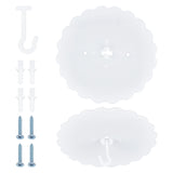Flower Shape Plastic Ceiling Hook Hangers, Heavy Duty Wall Mounted Dome Bed Canopy Hooks, with Adhesive Sticker & Screw & Anchor Plug, White
