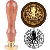 Brass Wax Seal Stamp with Handle, for DIY Scrapbooking, Octopus Pattern, 3.5x1.18 inch(8.9x3cm)