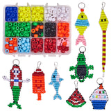 DIY Ornament Accessories Making, with Resin Large Hole Beads, Iron Key Clasp Finding, Iron Split Key Rings and Polyester Cord, Mixed Color, 14x108x30mm