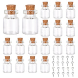 40Pcs 2 Style Mini Cute Small Glass Jar Glass Bottles, Decorative Storage Pendants, Wishing Bottle, with Cork Stopper, Iron Screw Eye Pin Peg Bails, Clear, 22x15mm, Bottleneck: 7mm, Capacity: 5ml(0.17 fl. oz), 20pcs/style