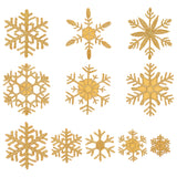 11Pcs 11 Style Computerized Embroidery Cloth Iron on Patches, Stick On Patch, Costume Accessories, Appliques, Gold, Snowflake Pattern, 26~64x22~54x1mm, 1pc/style