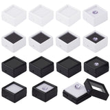 36Pcs 4 Styles Plastic and Acrylic Loose Diamond Display Boxes, with Clear Glass Cover and Sponge Inside, for Gemstone, Jewelry Storage, Square, Mixed Color, 2.95~3x2.95~3x1.65cm, 9pcs/style