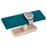 Velvet Bracelet Display Stands with Wood Base, Jewelry Organizer Holder for Bracelet Storage, Dark Green, 19.7x6x8.5cm