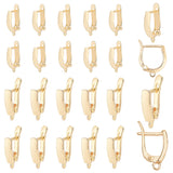 24Pcs 2 Style Brass Hoop Earring Findings, with Latch Back Closure and Horizontal Loops, Real 18K Gold Plated, 16.5~19.5x11x2.5~3.5mm, Hole: 1mm, Pin: 1mm, 12Pcs/style