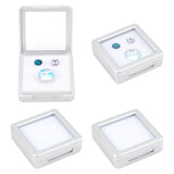 Plastic Loose Diamond Gemstone Display Boxes, Glass Top Jewelry Display Cases with Sponge Inside, Square, Silver, 5.5x5.5x1.75cm