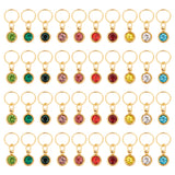 40Pcs 10 Color Vacuum Plating Real 18K Gold Plated 201 Stainless Steel Rhinestone Charms, Birthstone Charms, Flat Round, Mixed Color, 8.5x6x3mm, Hole: 6.4mm, 4Pcs/color