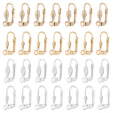 40Pcs 4 Style Brass Leverback Earring Findings, with Loop, 925 Sterling Silver Plated & Real 24K Gold Plated, 16.5x11x2~4mm, Pin: 0.7mm, Hole: 1.8mm, 10Pcs/style