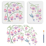 2Pcs 2 Styles PET Hollow Out Drawing Painting Stencils, with 1Pc Art Paint Brushes, for DIY Scrapbook, Photo Album, Malus spectabilis, 297~300x210~300mm, 1pc/style